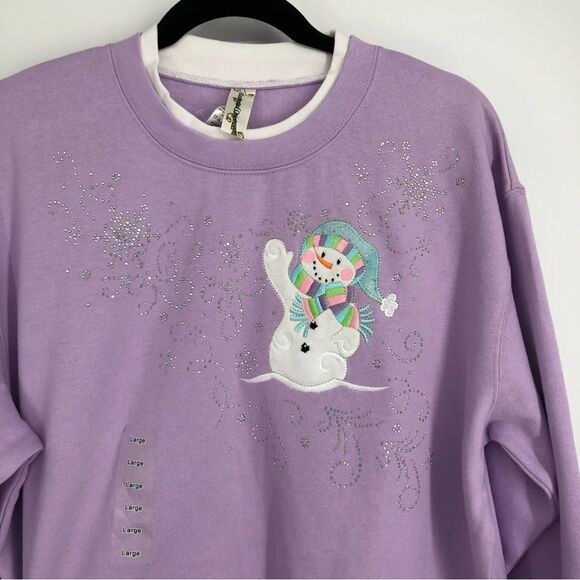 Snowman Fleece Sweatshirt Purple Womens Size Large NWT‎ - Picture 3 of 4